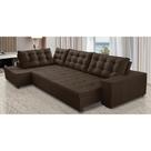 Sofá de Canto Retrátil e Reclinável com Molas 3,40x2,00 LE Jacke Suede Marrom Madelina Decor