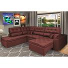 Sofá de Canto Retrátil e Reclinável com Molas Cama inBox Platinum Esquerdo 3,00x2,36 Suede Vinho