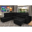 Sofá de Canto Retrátil e Reclinável com Molas Cama inBox Platinum Esquerdo 3,40x2,36 Suede Preto