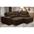 Sofá de Canto Retrátil e Reclinável com Molas LD 2,50x2,00m Viviane Suede Marrom Madelina Decor Sofá de Canto Retrátil e Reclinável com Molas LD 2,50x2,00m Viviane Suede Marrom Madelina Decor