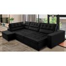 Sofá de Canto Retrátil e Reclinável com Molas LE 3,00x2,00m Viviane Suede Preto Madelina Decor