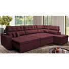 Sofá de Canto Retrátil e Reclinável Direito 3,40x2,36m Molas Cama inBox Espanha Velusoft Vinho
