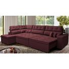 Sofá de Canto Retrátil e Reclinável Esquerdo 3,40x2,36m Molas Cama inBox Espanha Velusoft Vinho