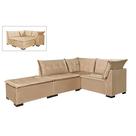Sofá de Canto Saturno 5 Lugares com Puff 186cm x 186cm Tecido Suede Aifos Cor Bege