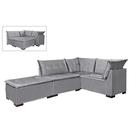 Sofá de Canto Saturno 5 Lugares com Puff 186cm x 186cm Tecido Suede Aifos Cor Cinza Sofá de Canto Saturno 5 Lugares com Puff 186cm x 186cm Tecido Suede Aifos Cor Cinza