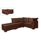 Sofá de Canto Saturno 5 Lugares com Puff 186cm x 186cm Tecido Suede Aifos Cor Marrom