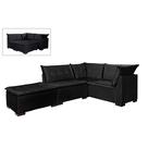 Sofá de Canto Saturno 5 Lugares com Puff 186cm x 186cm Tecido Suede Aifos Cor Preto