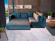 Sofá de Canto SFC_MA 02 que se Transforma em Sofá Cama de Casal Resistente e Confortável Sued Cinza