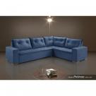 Sofá de Canto Suede Azul Potenza Pés de Madeira