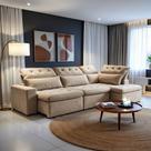 Sofá de CantoReclinável 4 Lugares com Chaise 311x192cm Pés em Madeira Maciça Luxemburgo
