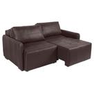 Sofá de Couro 3 Lugares Sala de Estar 220cm Reclinável e Retrátil Athenas Marrom- Touro e Cia