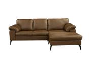 Sofá de Couro Asti 2 lugares com Chaise Direita Marrom Bicolor - Mempra Design