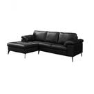 Sofá De Couro Asti 2 Lugares Com Chaise Esquerda Preto Pigmentado Mempra Design
