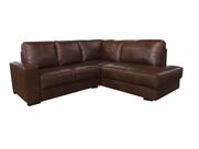 Sofá de Couro Canto Marrocos 2 lugares com Chaise Direita Marrom Bicolor - Mempra Design