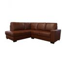 Sofá De Couro Canto Marrocos 2 Lugares Com Chaise Esquerda Conhaque Com Brilho - Mempra Design
