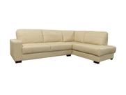 Sofá de Couro Canto Marrocos 3 lugares com Chaise Direita Manteiga Pigmentado - Mempra Design