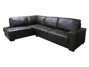 Sofá de Couro Canto Marrocos 3 lugares com Chaise Marrom Pigmentado - Mempra Design