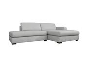 Sofá de Couro com Chaise N.Y. 3 Lugares Off White 2,54 m - Mempra