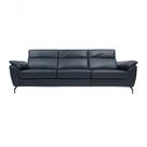 Sofá De Couro Hannover 3 Lugares Blue Bicolor 2,78 M - Mempra