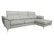Sofá de Couro Hannover 3 lugares com Chaise Baú Direita - Soft Gray