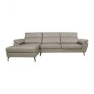 Sofá De Couro Hannover 3 Lugares Com Chaise Baú Esquerda - Avelã