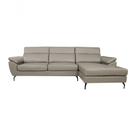Sofá De Couro Hannover 3 Lugares Com Chaise Direita - Avelã