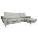 Sofá De Couro Hannover 3 Lugares Com Chaise Direita - Soft Gray Sofá De Couro Hannover 3 Lugares Com Chaise Direita - Soft Gray
