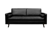 Sofá de Couro Melfi 4 Lugares Preto Pigmentado - Mempra