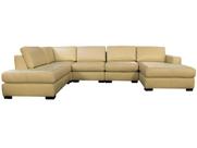 Sofá de Couro N.Y. 6 Lugares Bege Ivory 4,18 m - Mempra