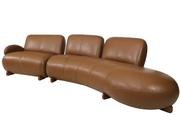 Sofá de Couro Onix 4 lugares com Chaise Direita Brown - Mempra