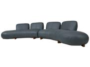 Sofá de Couro Onix Big Chaise 4,20 m Blue - Mempra