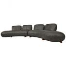 Sofá De Couro Onix Big Chaise 4,20 M Soft Charcoal - Mempra