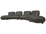 Sofá de Couro Onix Big Chaise 4,20 m Soft Charcoal - Mempra