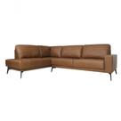 Sofá De Couro Rubi 3 Lugares Com Chaise Esquerda Soft Mel Mempra Design