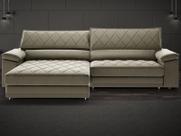 Sofá de Duplo Molejo com Carregador USB, Retrátil e Reclinável Valencia 2,10m Veludocristal Fendi- NETSOFAS