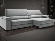 Sofá de Duplo Molejo com Carregador USB, Retrátil e Reclinável Valencia 2,50m Veludocristal Cinza- NETSOFAS
