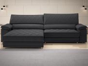 Sofá de Duplo Molejo com Carregador USB, Retrátil e Reclinável Viena 2,10m Linho Soft Grafite- NETSOFAS