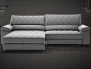 Sofá de Duplo Molejo com Carregador USB, Retrátil e Reclinável Viena 2,10m Veludocristal Cinza- NETSOFAS