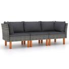 Sofá de Jardín Casafoyer para 3 Personas, Rattan Polietileno Gris con Cojines Sofá de Jardín Casafoyer para 3 Personas, Rattan Polietileno Gris con Cojines