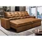 Sofá de material sintético Retrátil e Reclinável 2,95m Cama inBox Bourbon SoftGelD40 Caramelo