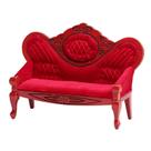 Sofá de tecido vermelho vintage em miniatura Dollhouse Furniture