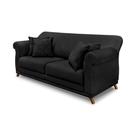 Sofá Decorativo 160cm 2 Lugares com 4 Almofadas Armstrong Veludo Preto G63 - Gran Belo