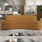 Sofá Decorativo 3 Lugares 180cm Bélgica Curvo PU Caramelo G15 - Gran Belo Sofá Decorativo 3 Lugares 180cm Bélgica Curvo PU Caramelo G15 - Gran Belo
