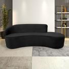 Sofá Decorativo 3 Lugares 210cm Abby Encosto Esquerdo Curvo Veludo Preto G15 - Gran Belo