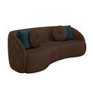 Sofá Decorativo 318cm com Almofadas Redondas Clarke PU Marrom G45 - Gran Belo