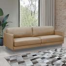Sofá Decorativo Anthony 3 Lugares Sala de estar 240cm Pés em Aço Couro Nude G88 - Gran Belo
