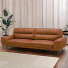 Sofá Decorativo Ashton 3 Lugares Sala de estar 236cm Pés em Aço Couro Conhaque G88 - Gran Belo Sofá Decorativo Ashton 3 Lugares Sala de estar 236cm Pés em Aço Couro Conhaque G88 - Gran Belo