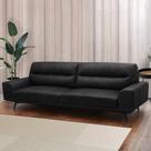 Sofá Decorativo Ashton 3 Lugares Sala de estar 236cm Pés em Aço Couro Preto G88 - Gran Belo Sofá Decorativo Ashton 3 Lugares Sala de estar 236cm Pés em Aço Couro Preto G88 - Gran Belo