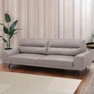 Sofá Decorativo Ashton 3 Lugares Sala de estar 256cm Pés em Aço Couro Avelã G88 - Gran Belo Sofá Decorativo Ashton 3 Lugares Sala de estar 256cm Pés em Aço Couro Avelã G88 - Gran Belo
