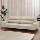 Sofá Decorativo Ashton 3 Lugares Sala de estar 256cm Pés em Aço Couro Bege G88 - Gran Belo Sofá Decorativo Ashton 3 Lugares Sala de estar 256cm Pés em Aço Couro Bege G88 - Gran Belo